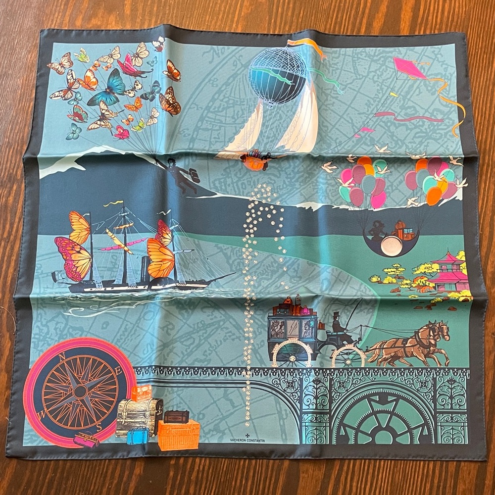 Vacheron Constantin Blue and Orange Silk Scarf